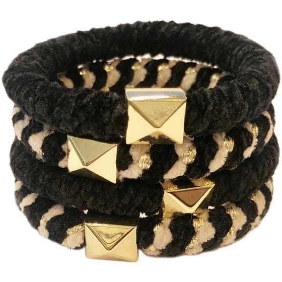 Fluffy Fat Hair Tie 4 Pk W/Gold