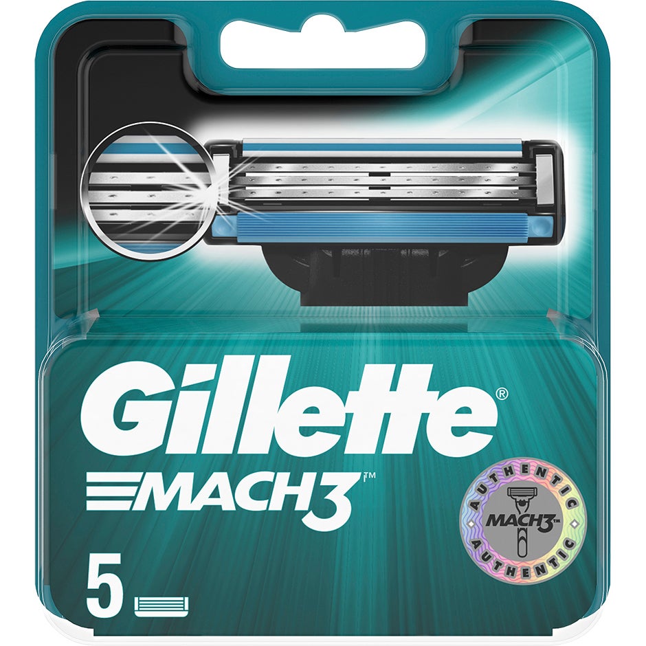 Köp Mach3 Base, 5 Pcs Gillette Rakhyvel & Rakblad fraktfritt