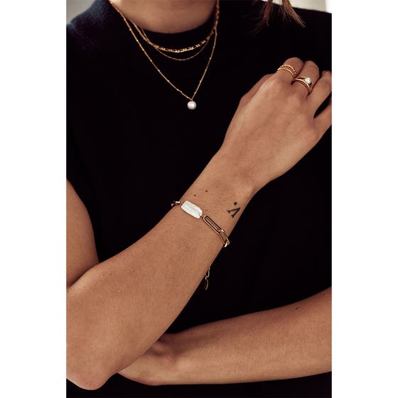 Elongated Pearl Chain Bracelet