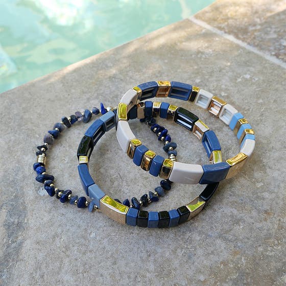 Enamel Tiles Bracelet Blue/White