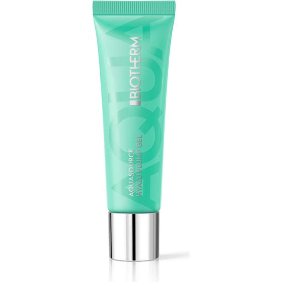 Biotherm Aquasource Hyalu Plump Gel 20 ml fugtgivende ansigtsgel i en mintgrøn tube med sølvlåg