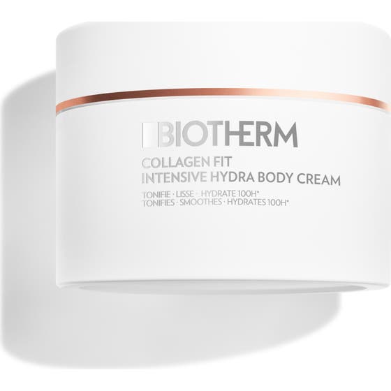 Biotherm Collagen Fit Intensive Hydra Body Cream 200 ml fuktighetsgivende kroppskrem i hvit krukke med rosegullkant