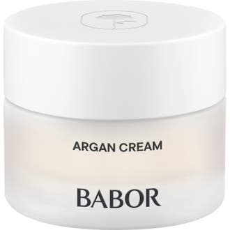 Babor Argan Cream 50 ml nærende ansigtscreme i en hvid frostet glaskrukke med stilrent hvidt låg