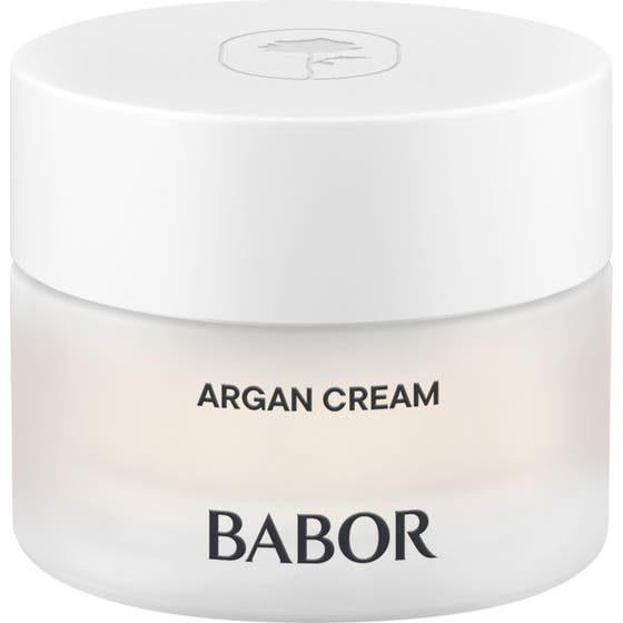 Babor Argan Cream 50ml pleiende ansiktskrem i en frostet glasskrukke med minimalistisk hvitt lokk