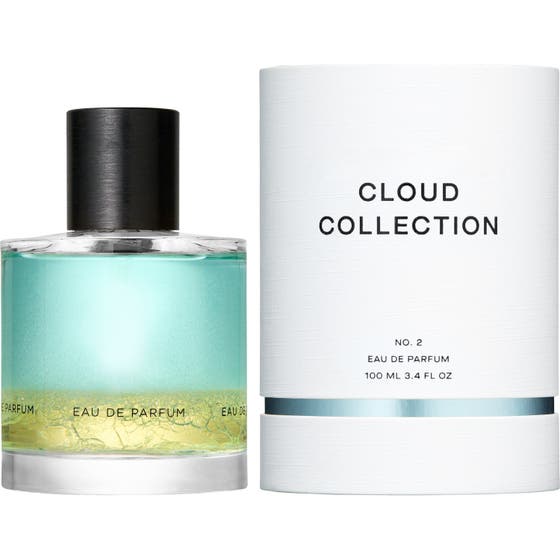 Zarkoperfume Cloud Collection 2 100 ml fresh parfym blå på en trädstam med mörk blomma och snäcka