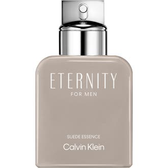 Calvin Klein Eternity for Men Suede Essence Eau de Parfum 100 ml herreparfyme i beige glassflaske med sølvkork