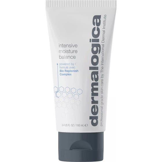Dermalogica Intensive Moisture Balance 100 ml syväkosteuttava kasvovoide valkoisessa tuubissa harmaalla korkilla.
