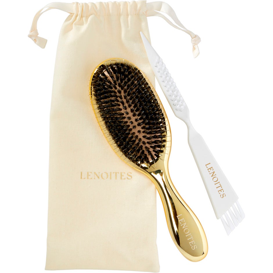 Wild Boar Hair Brush with Cleaning Tool Black 1 pcs