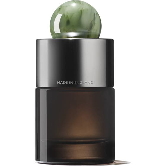Molton Brown Tea Ceremony Eau de Parfum 100ml unisexparfym i mörk glasflaska med silverkork och grön marmorerad kula