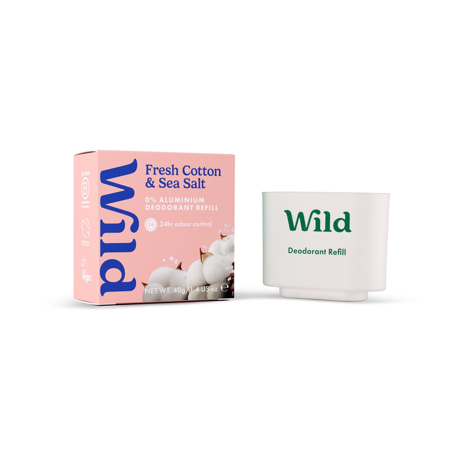 Wild Natural Deodorant Refill Fresh Cotton & Sea Salt 40 g
