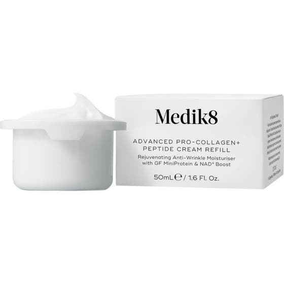 Medik8 Advanced Pro-Collagen+ Peptide Cream Refill 50ml foryngende krem hvit refillkapsel med synlig tekstur og hvit eske