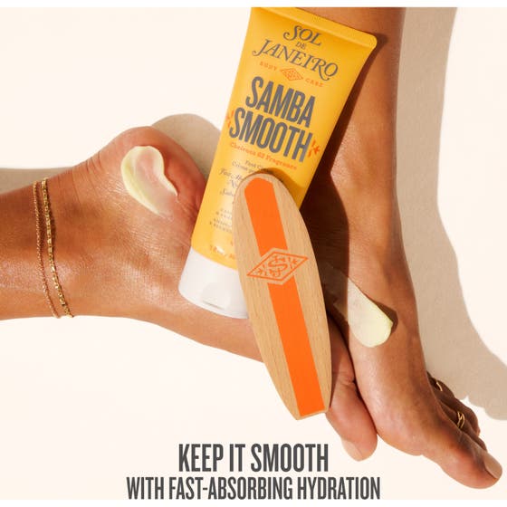 Sol de Janeiro Samba Foot Fetish Care 90 ml fotkrem i gul tube med hvit kork og tilhørende fotfil