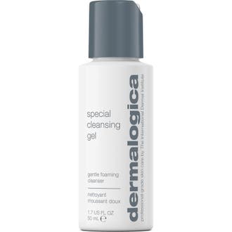 Dermalogica Special Cleansing Gel 50 ml skummende ansigtsrens i hvid plastflaske med gråt pumpe-låg