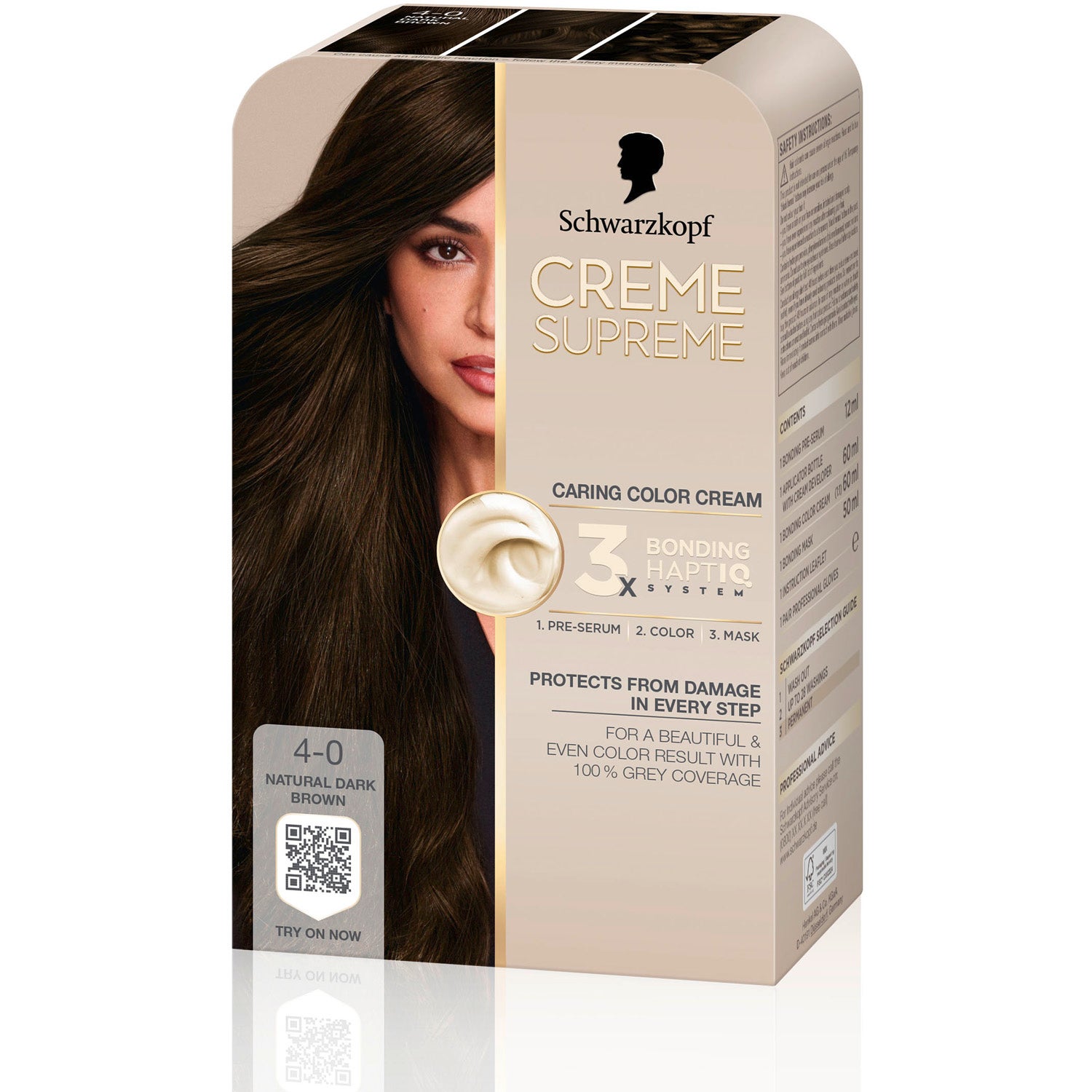 Schwarzkopf Creme Supreme 4-0 Natural Dark Brown - 1 pcs billede