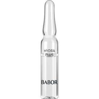 Babor Hydra Plus fugtgivende ampul i klart glas der giver intens fugt med sin gennemsigtige væske.