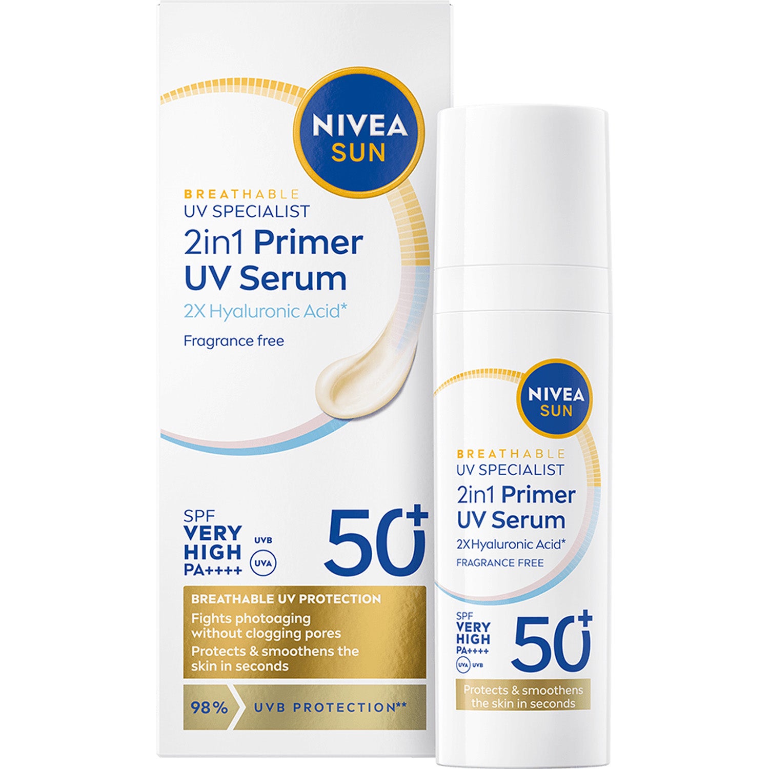 NIVEA Sun UV Face 2in1 Daily Serum SPF50+ 30 ml billede