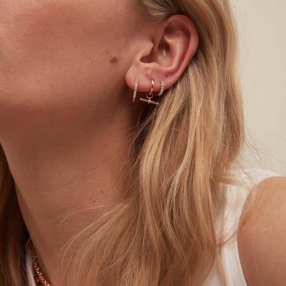 Pave Huggie Hoops 17mm Earrings