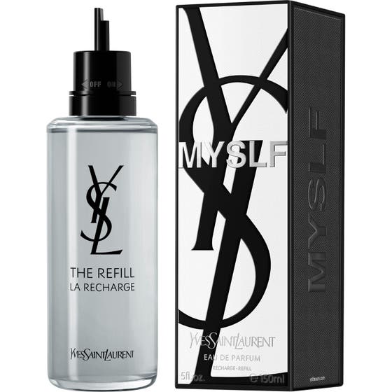 Yves Saint Laurent MYSLF Eau de Parfum 150 ml refill herreparfyme i klar flaske med tilhørende eske