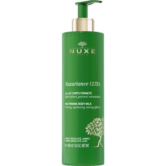 Nuxe Nuxuriance Ultra 400 ml uppstramande kroppsmjölk med anti-age effekt i en grön pumpflaska med gulddetaljer