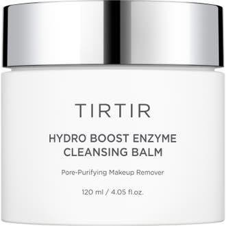 TIRTIR Hydro Boost Enzyme Cleansing Balm 120 ml syväpuhdistava puhdistusvoide valkoisessa purkissa hopeisella kannella.