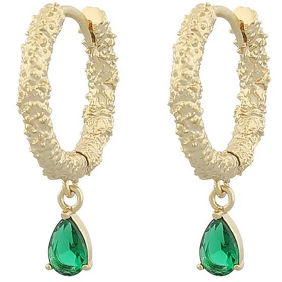 London ring pendant ear gold/green