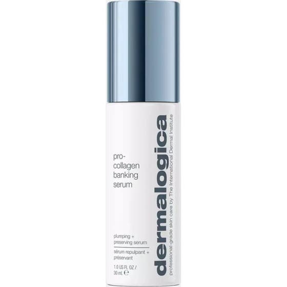 Dermalogica Pro-Collagen Banking Serum 30 ml plumping serum i hvit flaske med blått metallisk lokk