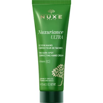 Nuxe Nuxuriance Ultra 75 ml nuxe handkräm mot pigmentering med vitamin C i en grön tub med gulddetaljer