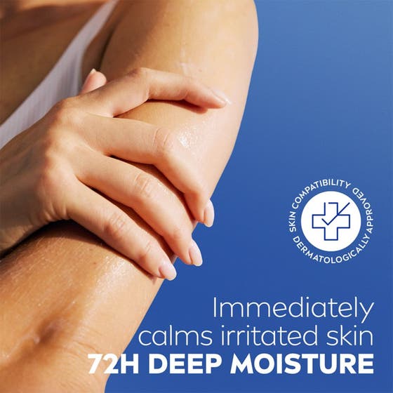 NIVEA Repair & Care Fragrance Free Body Lotion 400 ml som lugnar irriterad hud och ger 72h djup återfuktning.