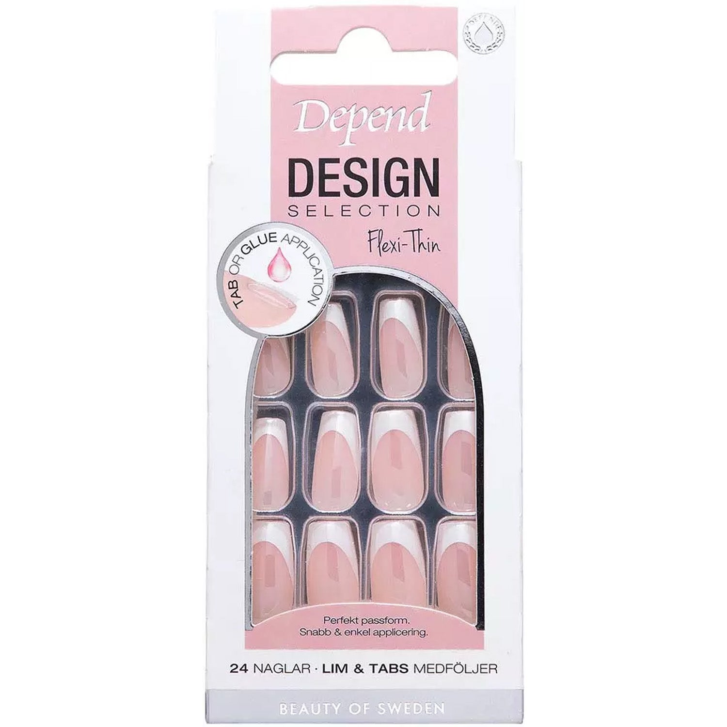 Depend Design Selection French White Chrome Short Coffin nord - 24 pcs