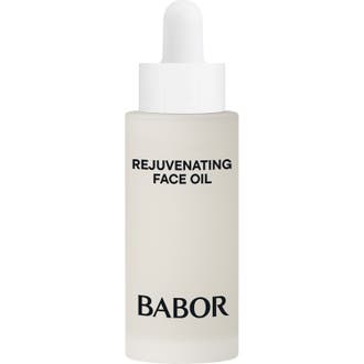 Babor Rejuvenating Face Oil 30 ml elvyttävä kasvoöljy huurteisessa lasipullossa, jossa on valkoinen pipetti.