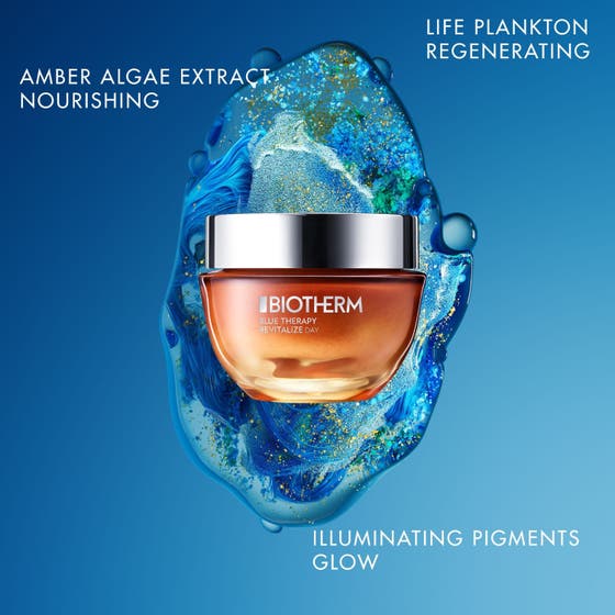 Biotherm Blue Therapy Revitalize Day Cream 50 ml fuktighetsgivende dagkrem med glødgivende tekstur og små korn.