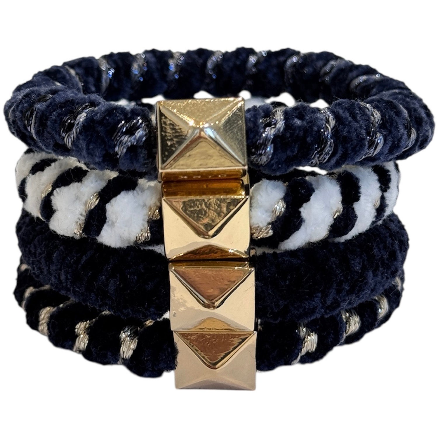 Dark Fluffy Fat Hair Tie Black Mix W/Gold 4 pcs håraccessoarer dam – bild 3