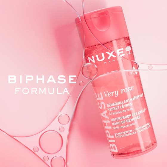 Nuxe Very Rose Biphase Makeup Remover 100 ml sminkefjerner før og etter fjerning av fargerik sminke for ren hud