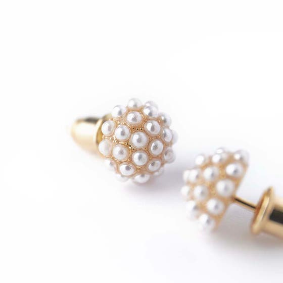 Pearl Encrusted Domed Stud Earrings