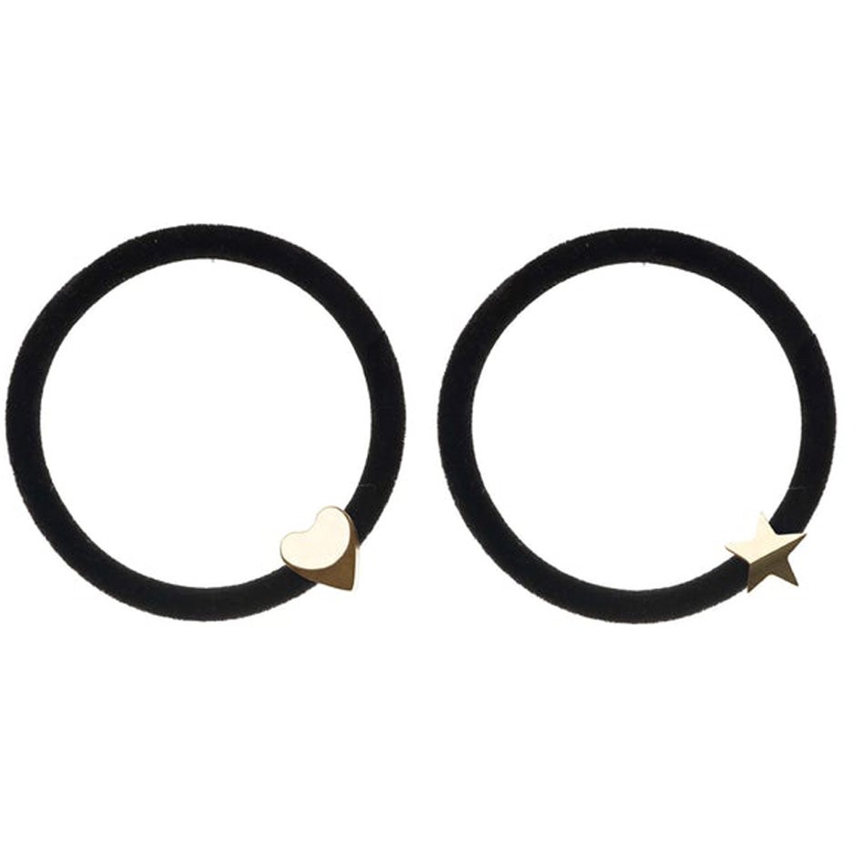 Produktfoto för Dark 2 Pk Velvet Hair Tie Black W/Gold - pcs 1