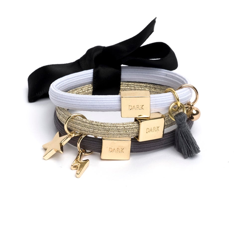 Dark Hair Ties 3 Pk Charm Combo Grey W/Gold 1 pcs håraccessoarer dam – bild 2