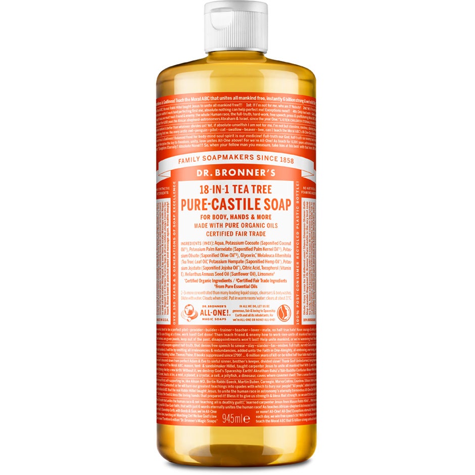 Produktfoto för Dr. Bronner's Pure Castile Liquid Soap Tea Tree 945 ml