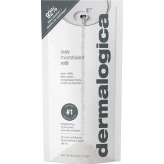 Dermalogica Daily Microfoliant Refill 74 g ansiktspeeling pulver i vit pappersförpackning som ger lyster.