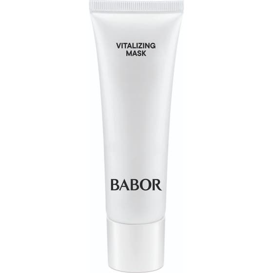 Babor Skinovage Vitalizing Mask vitaliserende ansiktsmaske i hvit tube med gullfarget tekst som gir huden ny glød