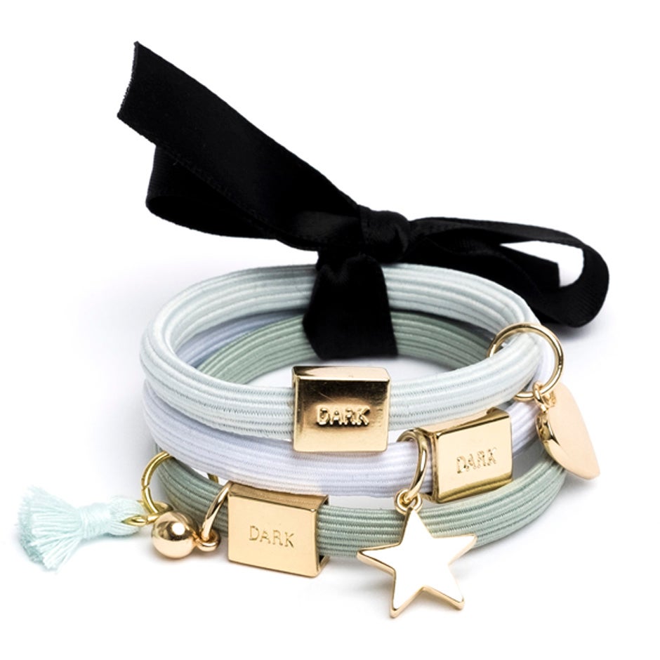 Dark Hair Ties 3 Pk Charm Combo Teal pcs 1