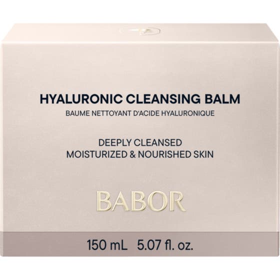 Babor Hyaluronic Cleansing Balm 150 ml fugtgivende ansigtsrens i en hvid krukke med sort tekst