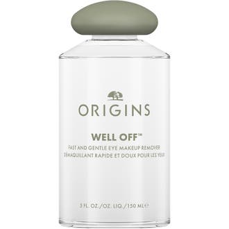 Origins Well Off Fast and Gentle Eye Makeup Remover 150 ml skånsom øjenmakeupfjerner i turkis flaske med hvidt låg