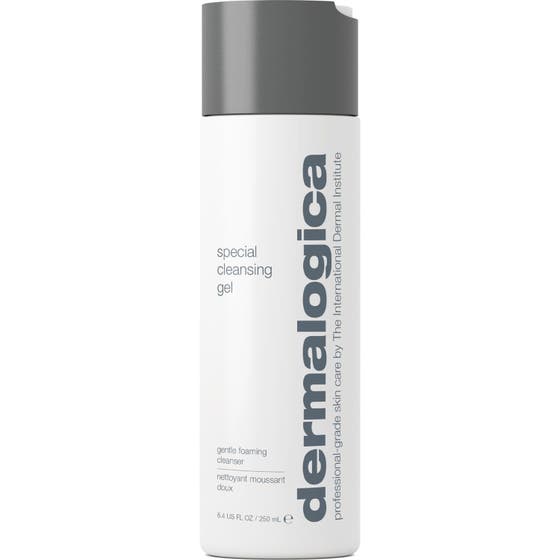 Dermalogica Special Cleansing Gel 250 ml hellävarainen puhdistusgeeli valkoisessa pullossa harmaalla korkilla.
