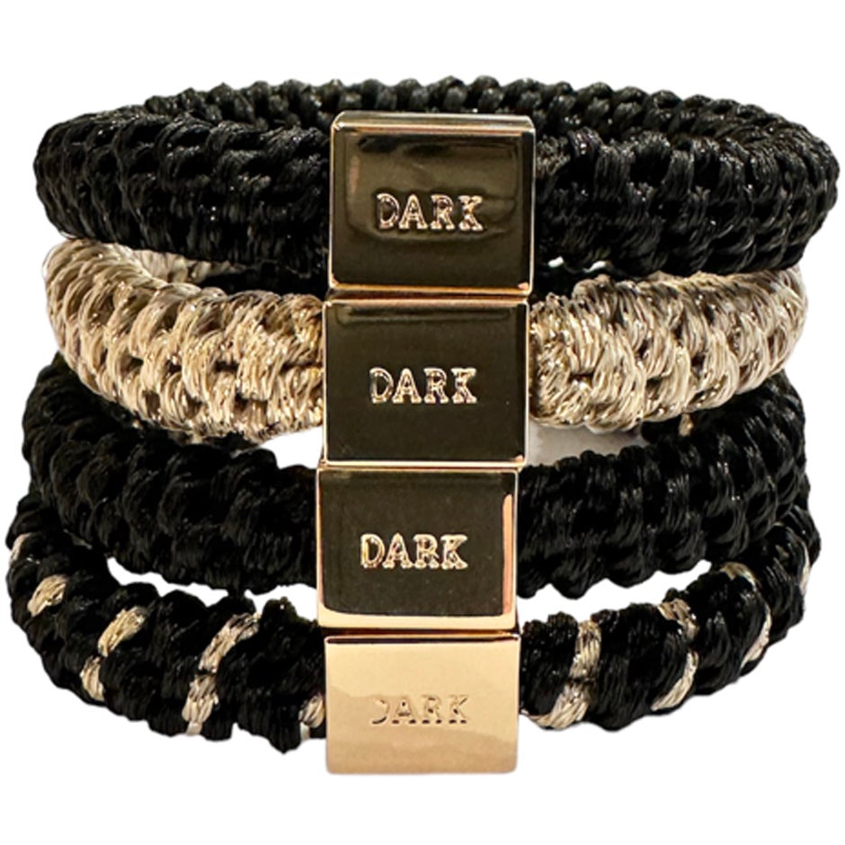 Fat Hair Ties 4 Pk Combo Black Mix W/Gold