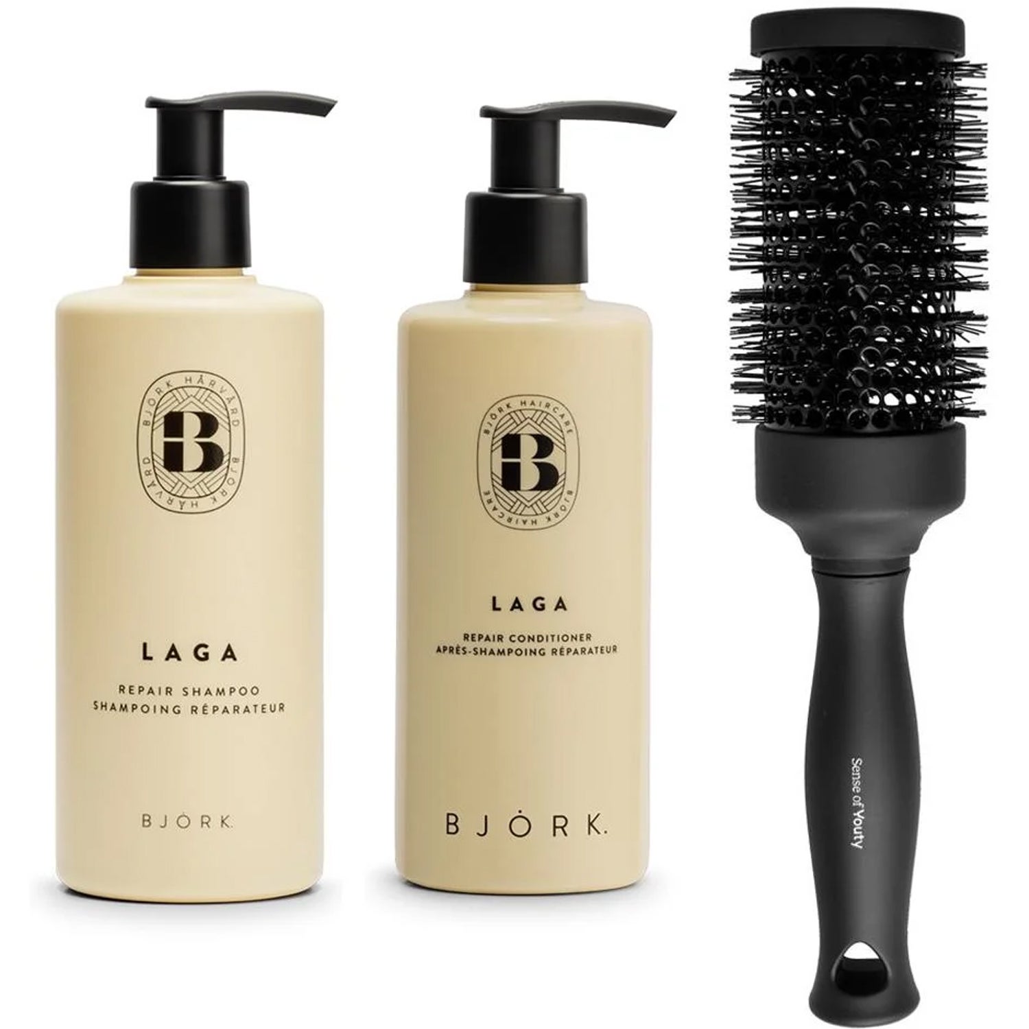 Björk LAGA Set Shampoo 300ml, Conditioner 250ml & Blowout Brush - 550 ml