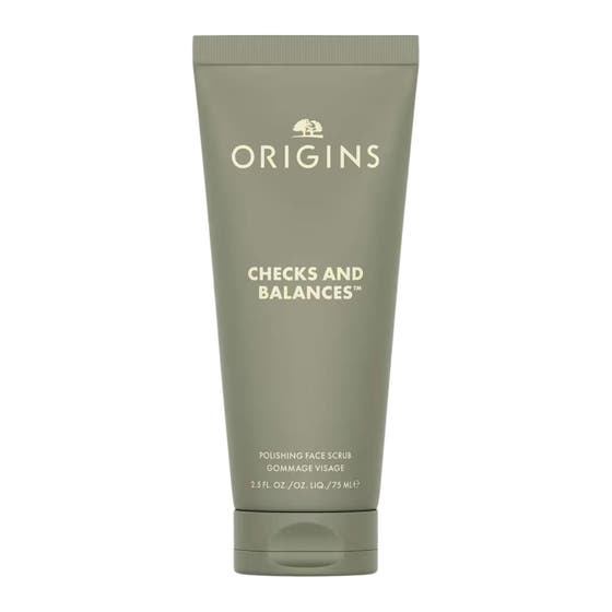 Origins Checks and Balances 75 ml balanserad ansiktspeeling med tourmaline i vit tub med grönt lock