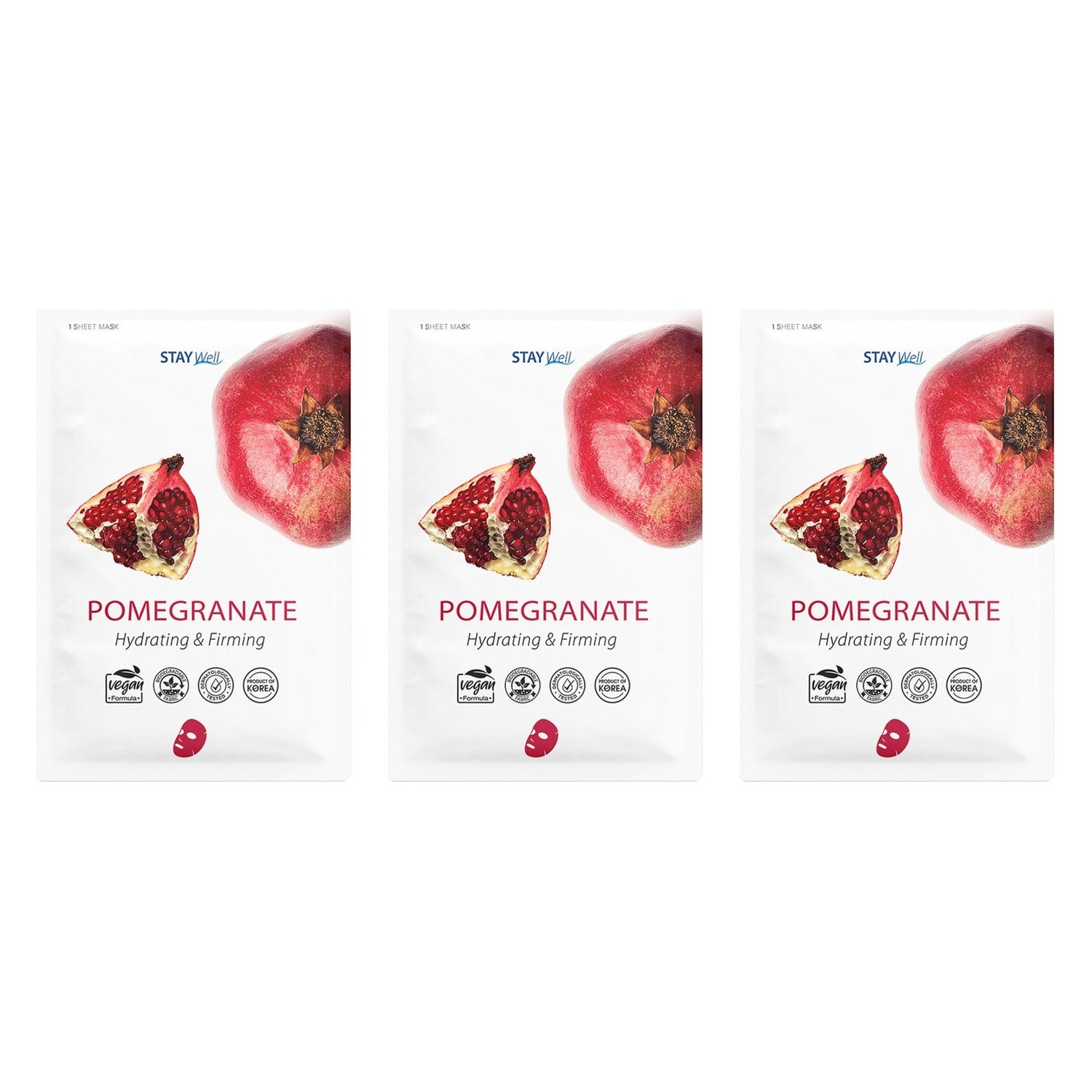 Stay Well Vegan Sheet Mask Pomegranate 3pcs billede