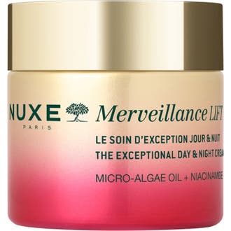 Nuxe Merveillance Lift Exceptional Day & Night Cream 50 ml uppstramande ansiktskräm i guldrosa glasburk med guldlock