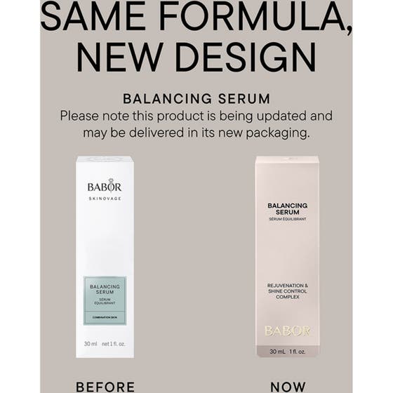 Babor Balancing Serum 30 ml är ett balanserande serum i en elegant flaska av frostat glas med vitt lock.