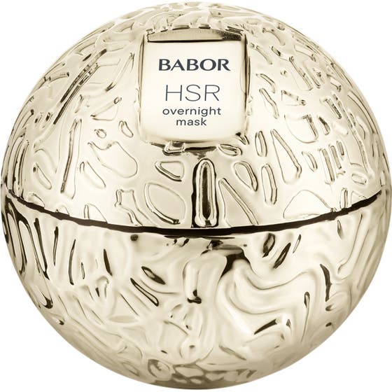 Babor HSR Lifting Overnight Mask 50 ml anti age mask nattkräm i en lyxig mönstrad guldglänsande klotformad burk